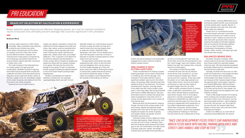 Racing Brake Kit Selection By Calculation & Experience