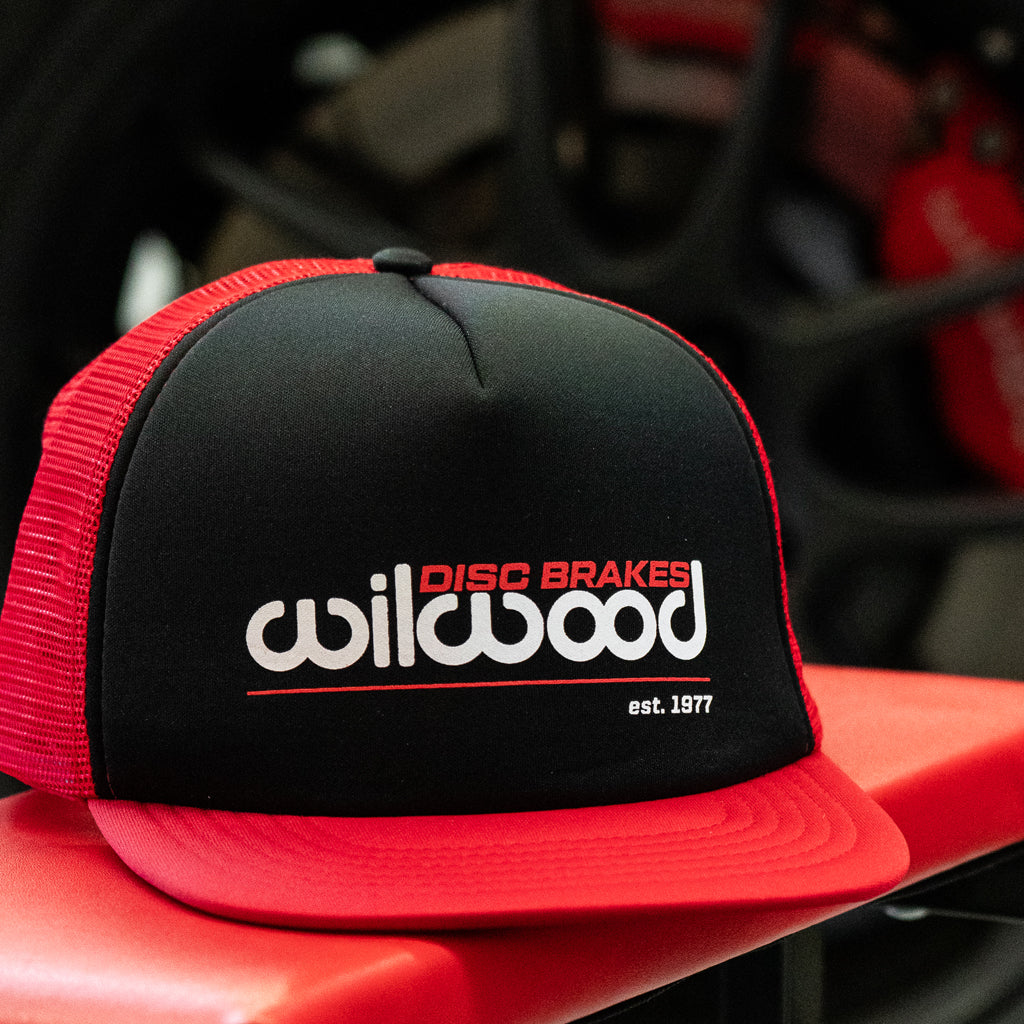 Wilwood Mesh Hat - Flat Bill Black and Red