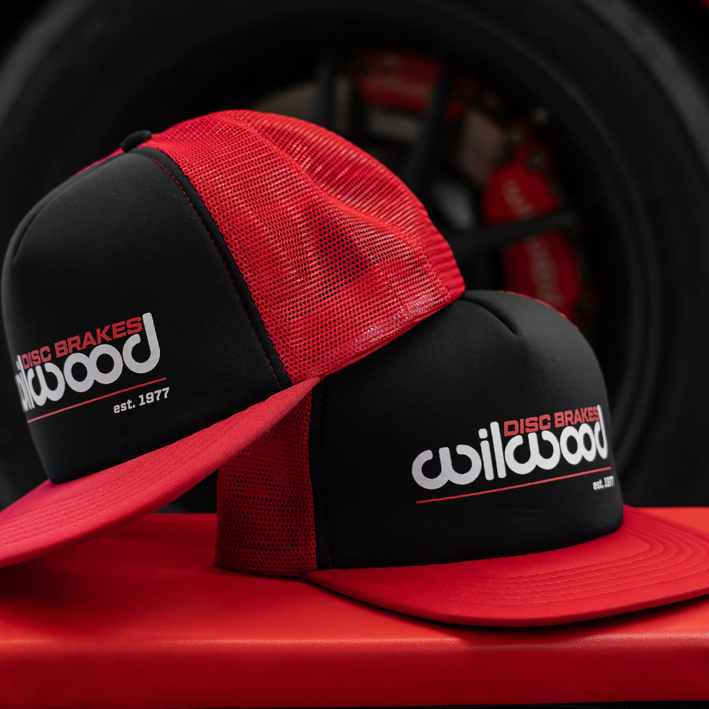 Wilwood Mesh Hat - Flat Bill Black and Red
