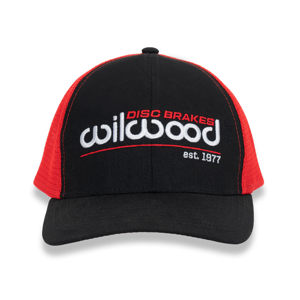 Wilwood Mesh Hat - Formed Bill Black and Red