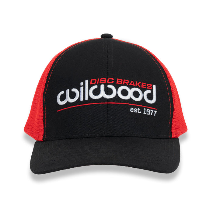 Wilwood Mesh Hat - Formed Bill Black and Red