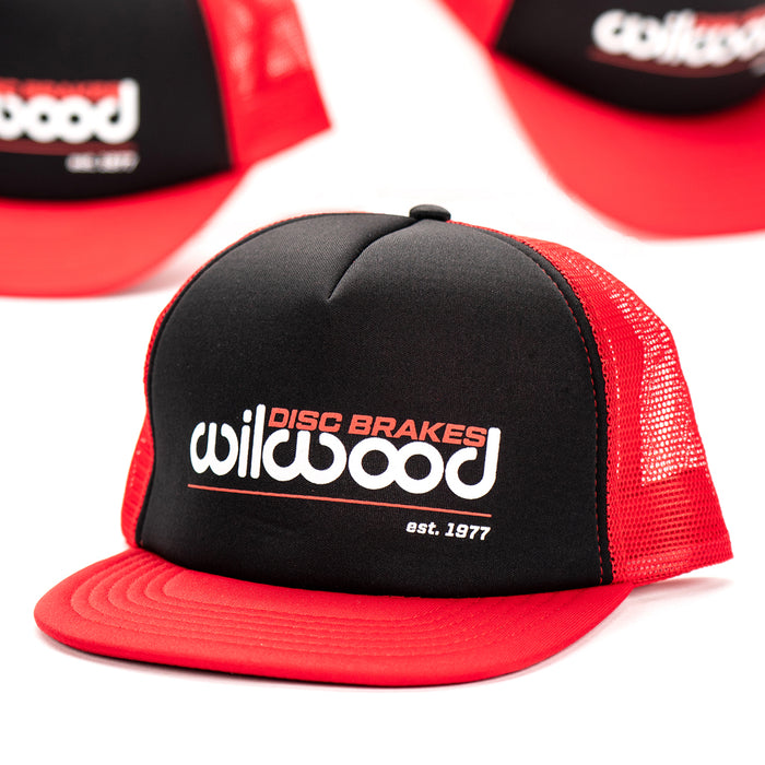 Wilwood Mesh Hat - Flat Bill Black and Red